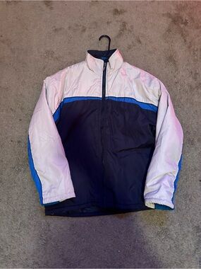 Men's Colorblock Puffer Jacket - Navy & White